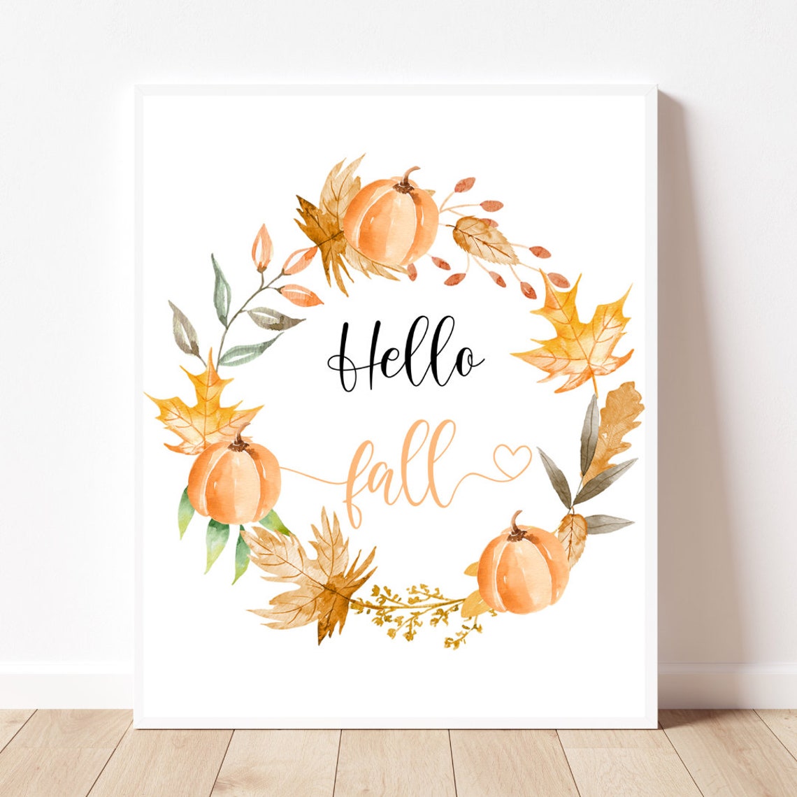 Hello Fall Watercolor Autumn Art Print - Image 2