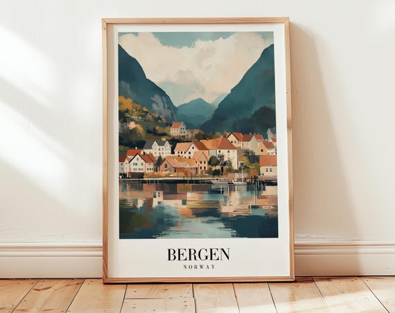 Bergen Travel Poster, Norway Travel Poster