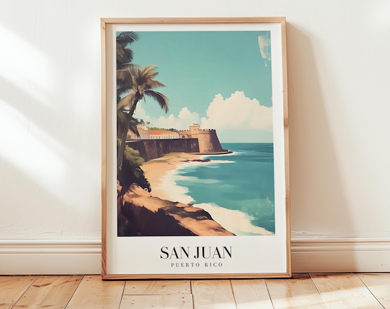 San Juan Travel Poster Puerto Rico Wall Art Personalized Gift Birthday Wedding Anniversary Housewarming Present