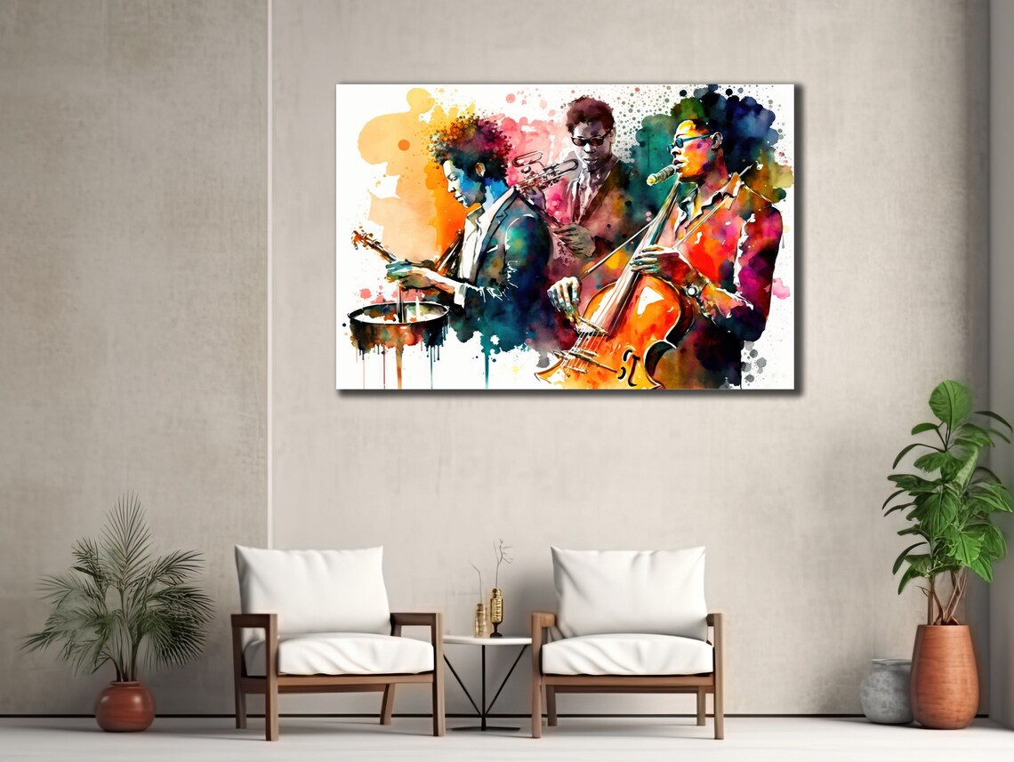Jazz Band Watercolor Vivid Musicians Splashes Live Music Art Poster - Image 3