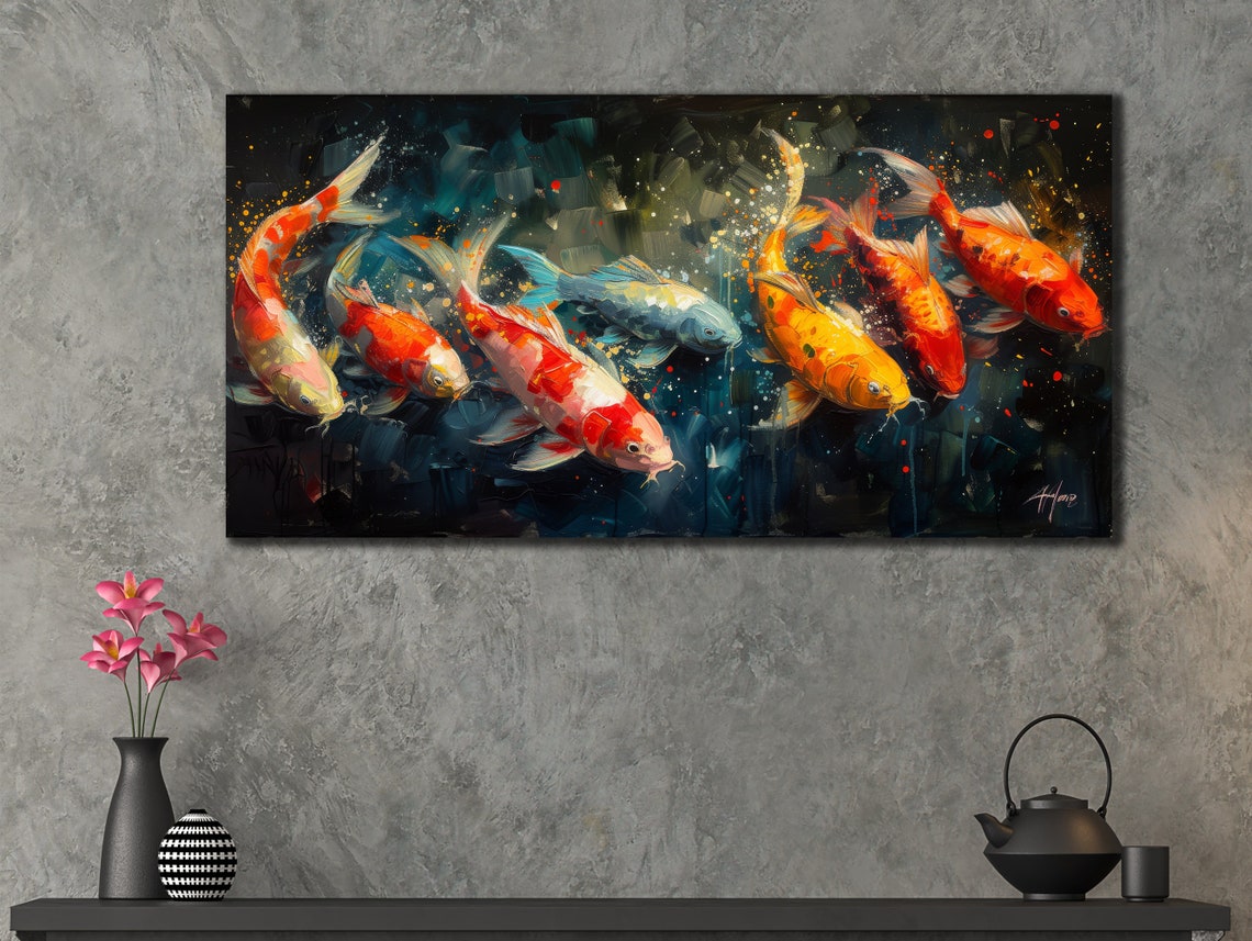 Koi Fish Art Print For Bedroom Decor Colorful Fishes Wall Decor Sea Painting Animal Print On Underwater Life Painting Art - Image 3