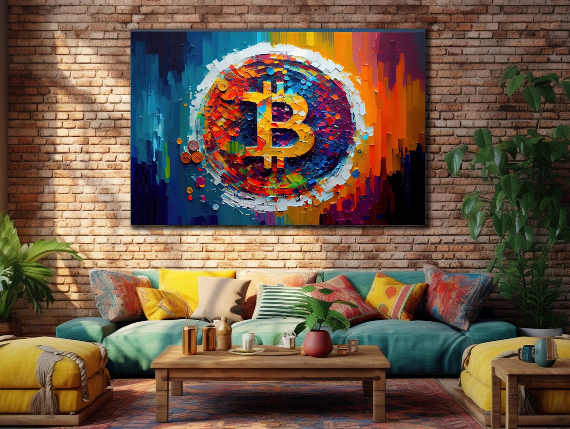Bitcoin Gold Coin Symbol Mosaic Colorful Modern Crypto Art Poster