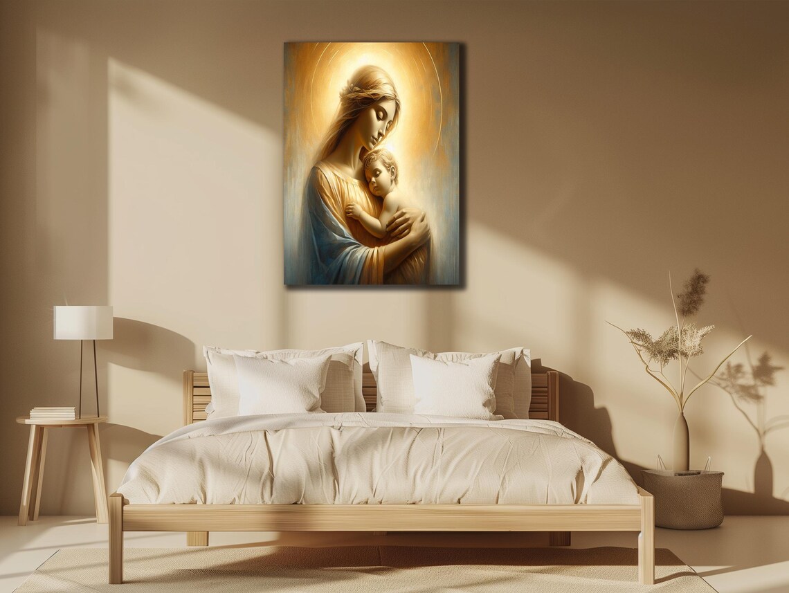 Mother And Child Golden Halo Tender Religious Madonna Painting Poster - Image 2