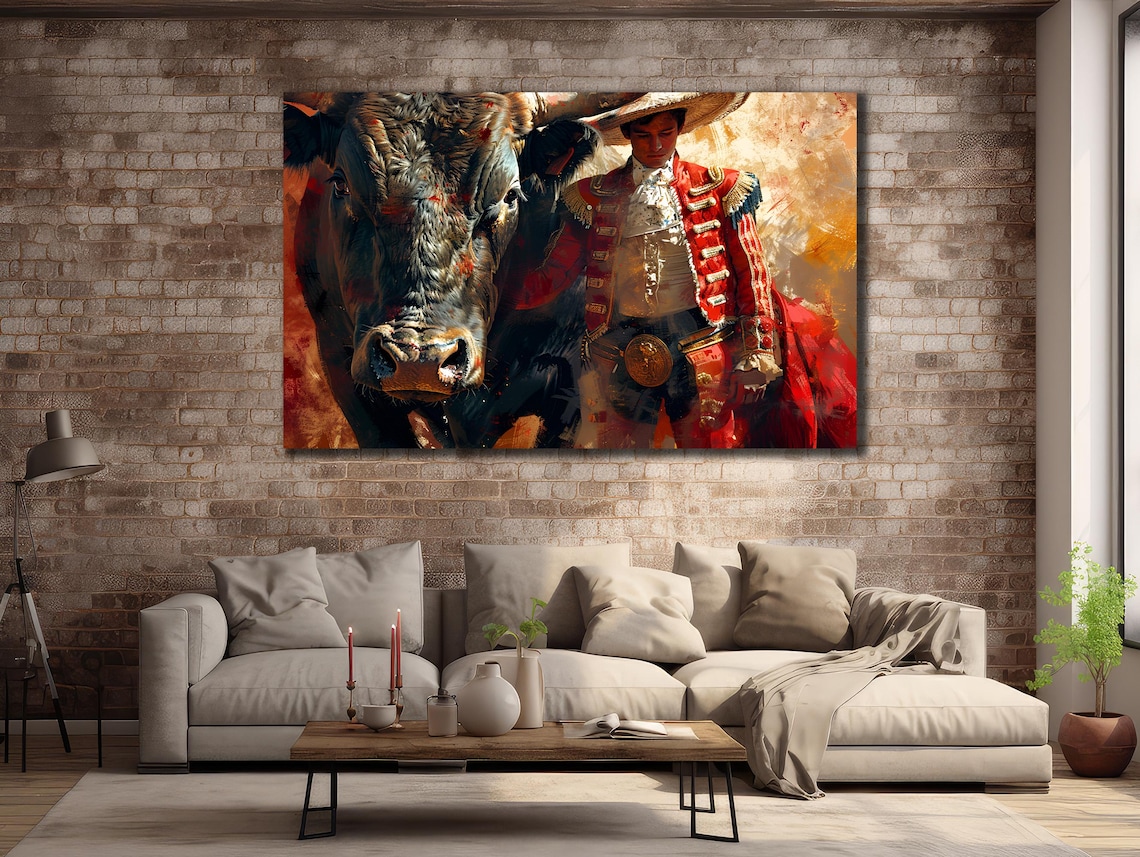 Spanish Matador Bullfight Red Suit Dramatic Arena Cultural Wall Poster - Image 3