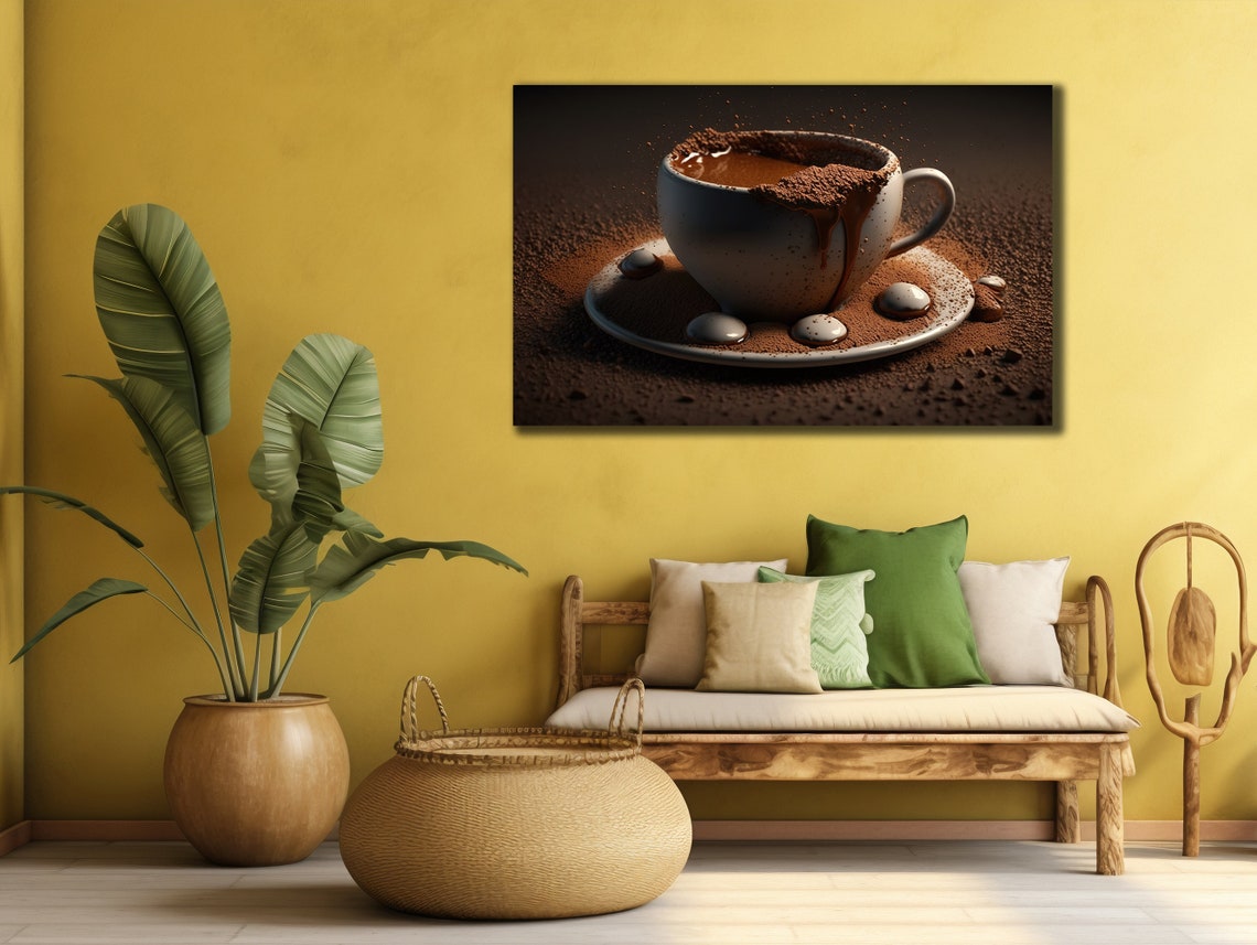 Coffee Cup Chocolate Splash Dark Brown Kitchen Decor Wall Art Poster - Image 2