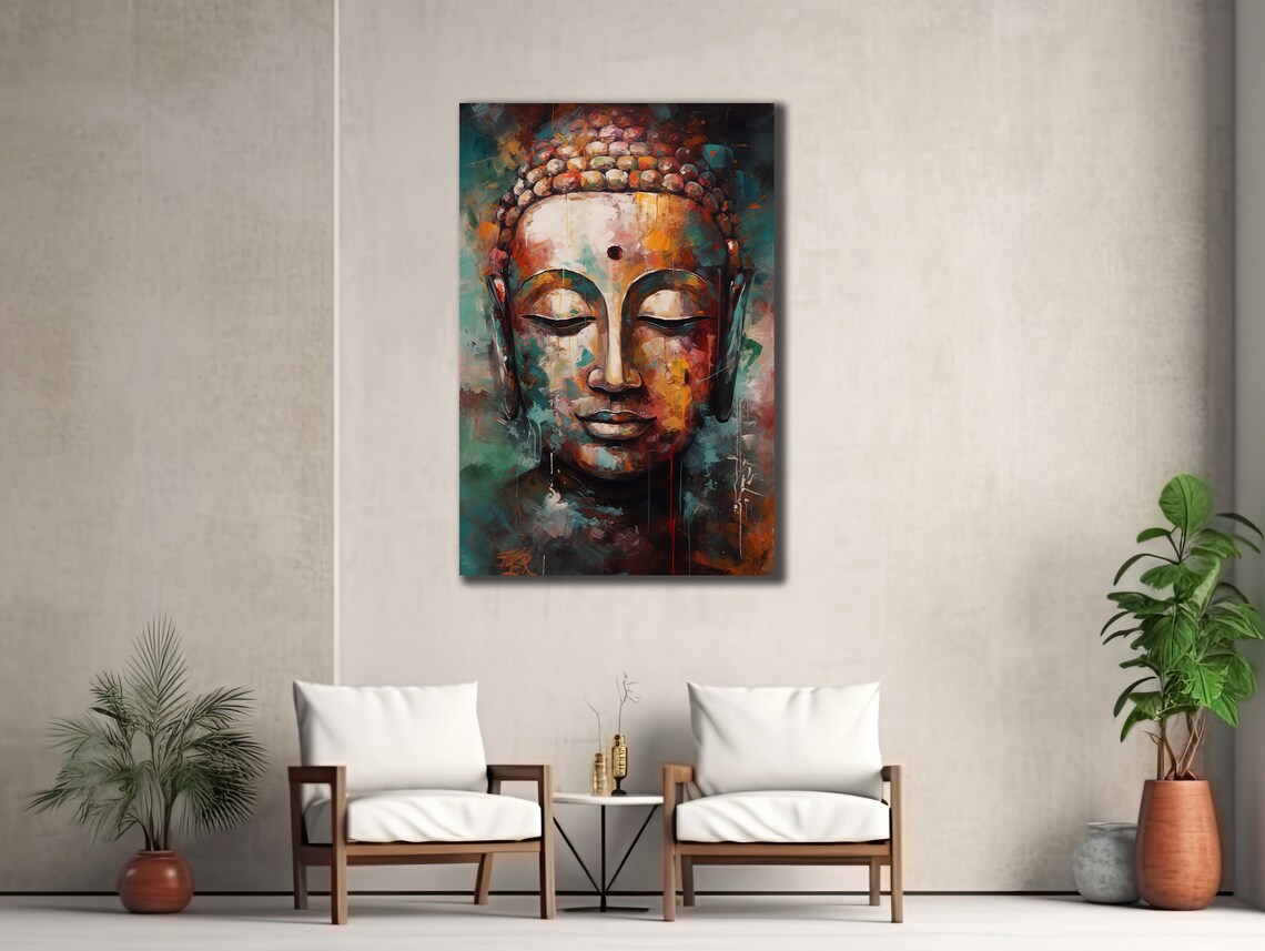 Colorful Buddha Face Abstract Spiritual Zen Meditation Art Poster - Image 3