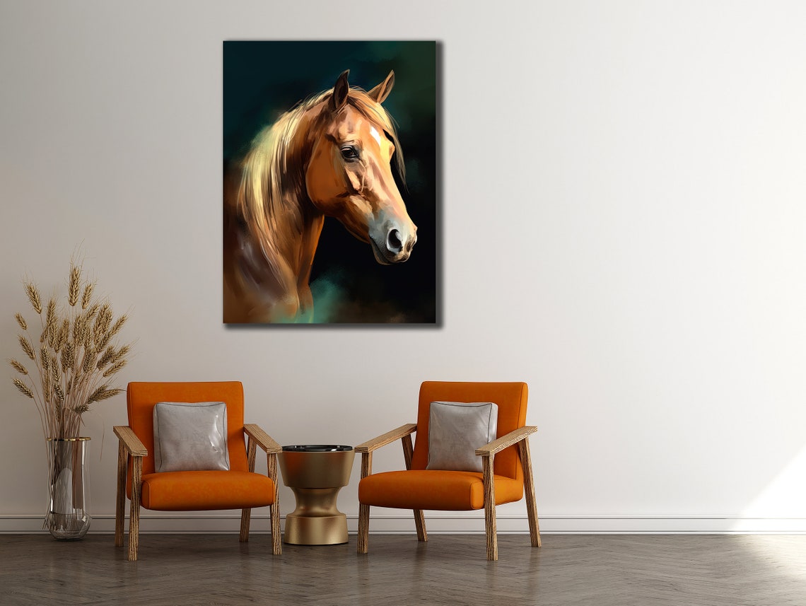 Chestnut Horse Head Portrait On Dark Background Elegant Equine Poster
