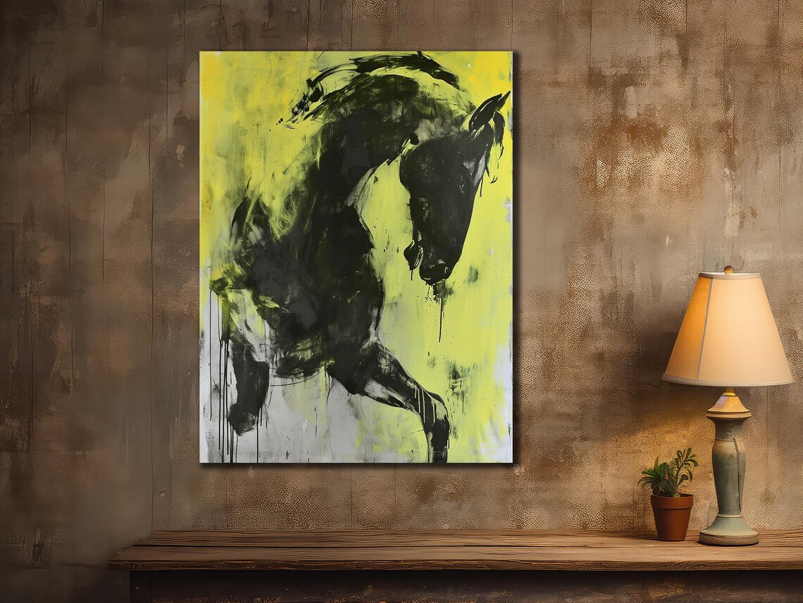 Horse Wall Art Black Horse On Painting Animal Poster Farmer Gifts Home Decoraton Art Prints Horse Gift - Image 2