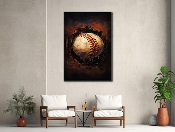 Cool Baseball Oil Painting Sport Print For Wall Decor Baseball Ball Wall Decor Home Gift Print On Motivation Painting Art