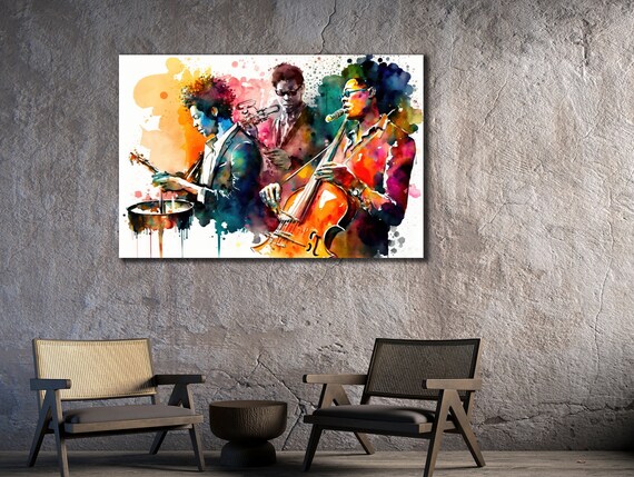 Jazz Band Art Watercolor Prints Wall Decor Music Wall Art Home Decor Housewarming Gifts Jazz Orchestra Poster African Artwork