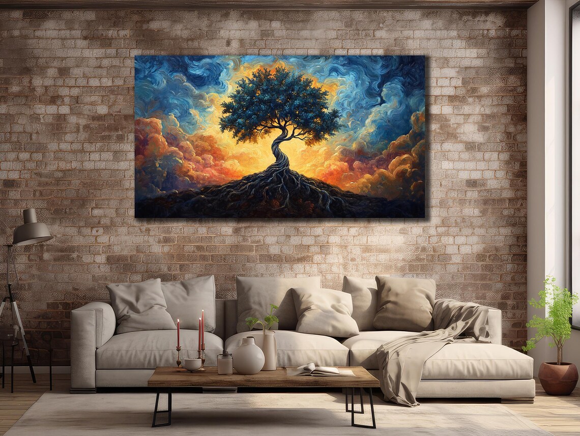 Tree Of Life Swirling Starry Night Sky Colorful Nature Art Poster - Image 3