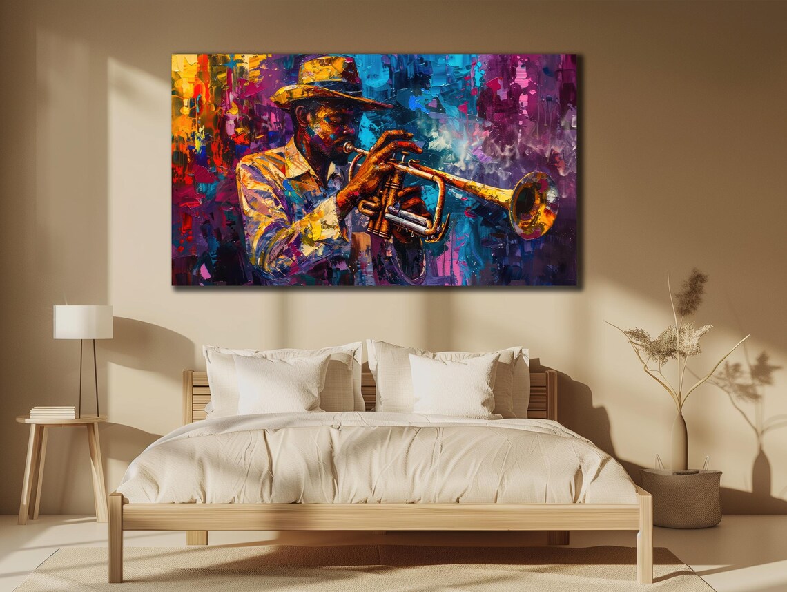Jazz Trumpet Player Colorful Abstract Music Musician Portrait Poster