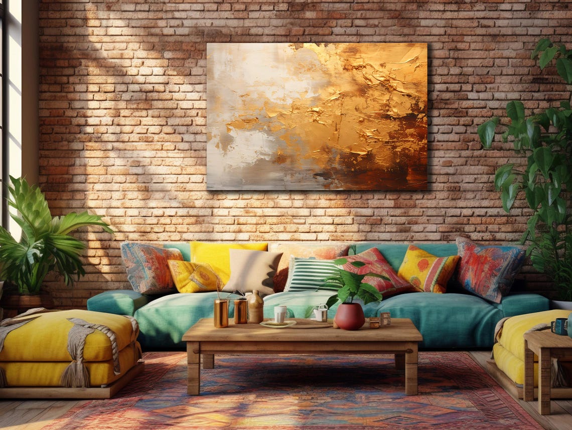 Soft Gold White Abstract Impasto Texture Modern Luxury Wall Art Poster - Image 3