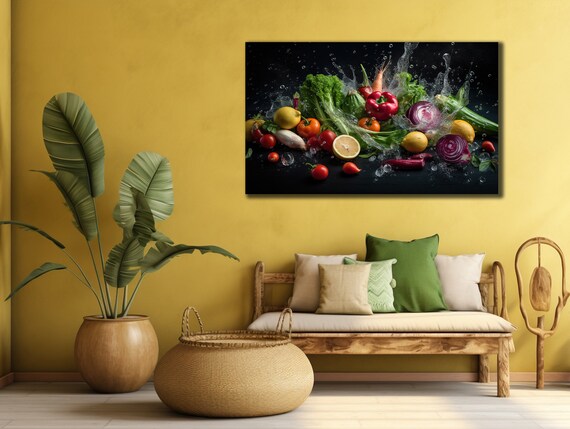 Vegetables Painting On Kitchen Wall Art Restaurant Wall Decor Vegetables Poster Ready To Hang Decor Vegetables Printing Art