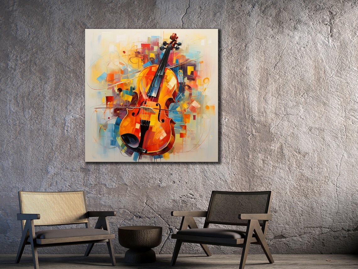 Cello Abstract Painting Colorful Music Instrument Art Modern Musician Wall Poster - Image 2