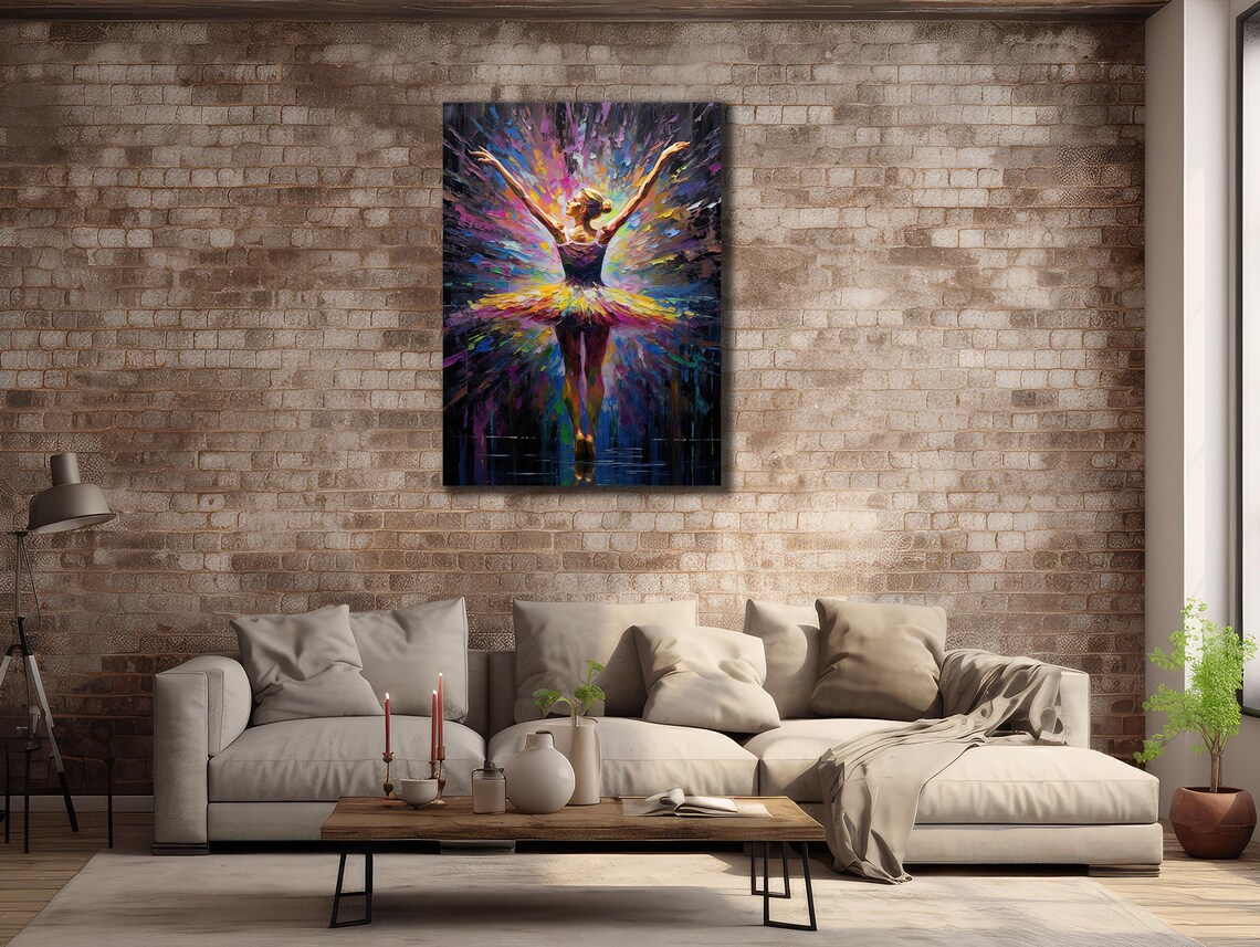 Ballerina Dancer With Rainbow Splash Tutu Colorful Abstract Ballet Print - Image 2