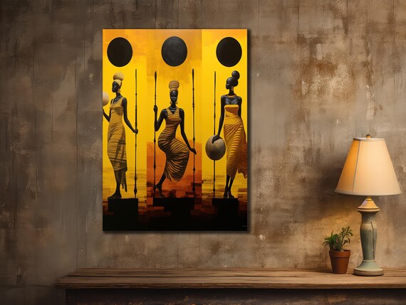 African Women Prints Ethnic Girl Painting On House Gift Idea Bedroom Wall Decor Traditional Wall Art Women Poster