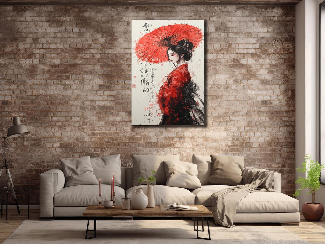 Geisha Art Japanese Woman Printings Wall Decor Ethnic Wall Art Geisha Painting On Traditional Poster Japanese Oil Painting - Image 3