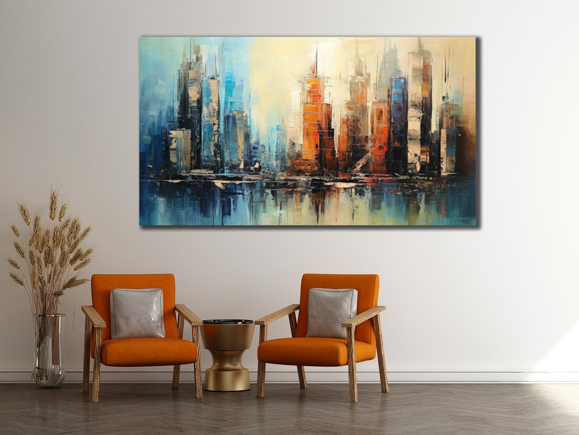 Abstract City Art Colorful Nyc Wall Art Home Wall Decor Cityscape Painting Oil Painting New York City Decor Housewarming Gifts - Image 3