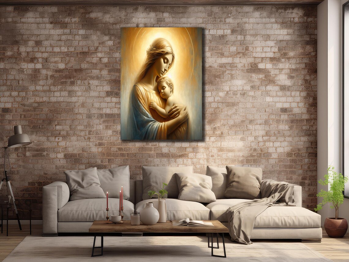 Mother And Child Golden Halo Tender Religious Madonna Painting Poster - Image 3