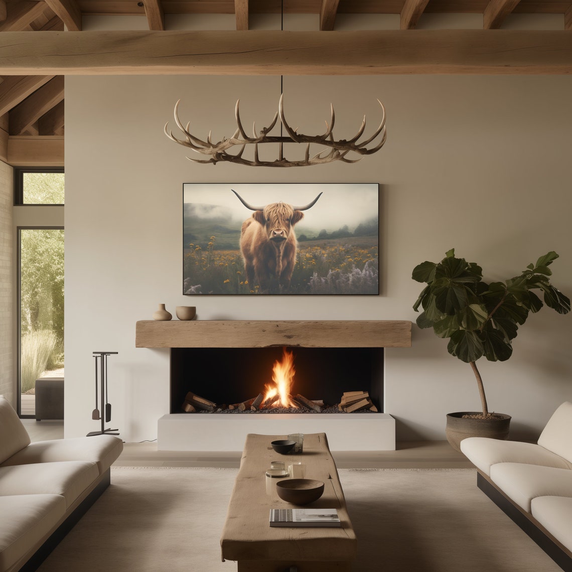 Highland Cow Farmhouse Art Print - Image 3