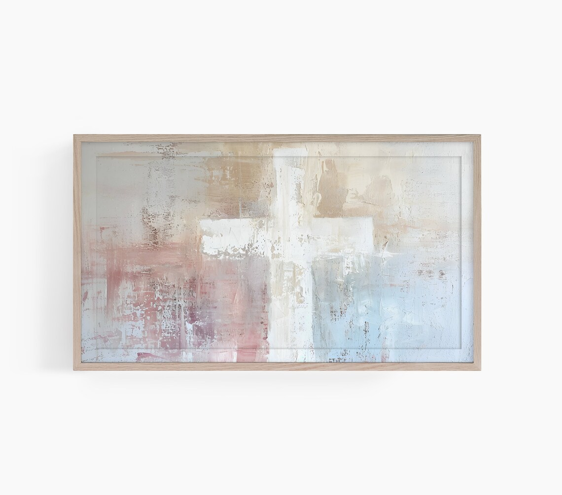 Abstract White Cross Blush Pink Textured Christian Art Poster
