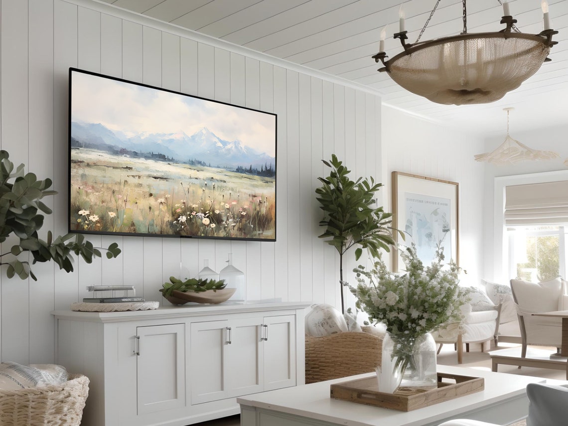 Mountain Meadow Wildflower Spring Landscape Impressionist Poster - Image 3