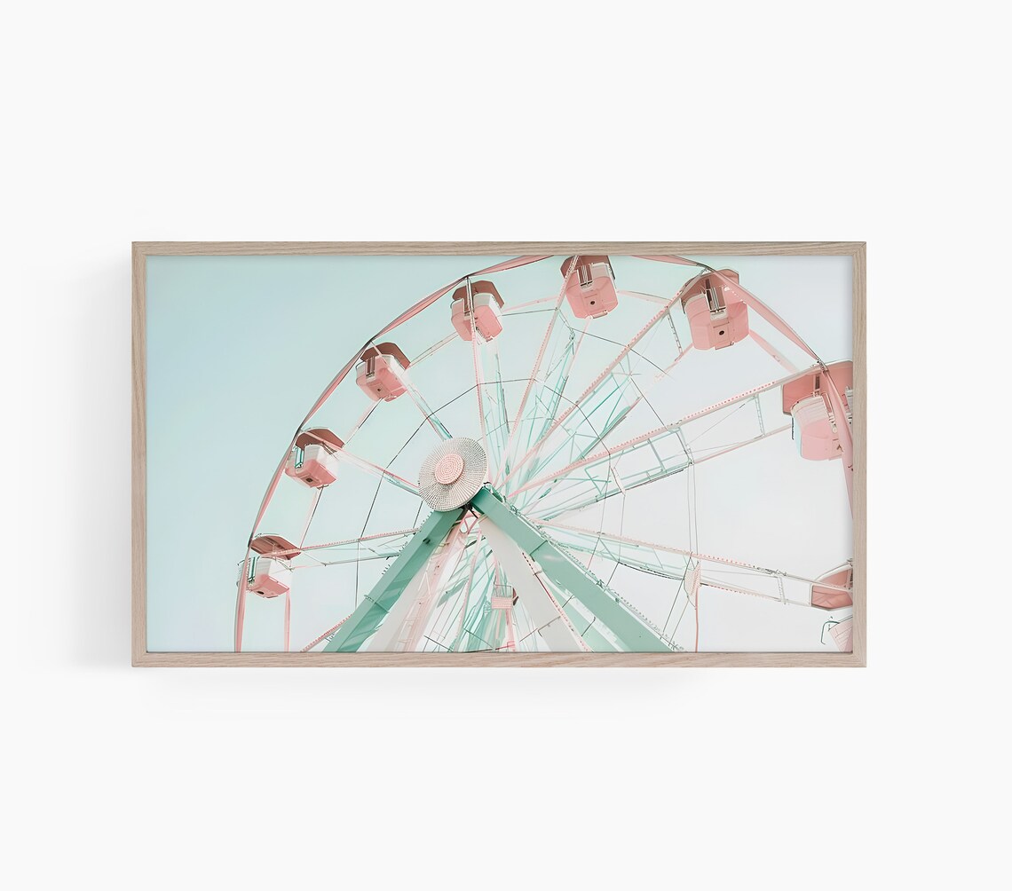 Ferris Wheel Coastal Summer Art Print, Neutral