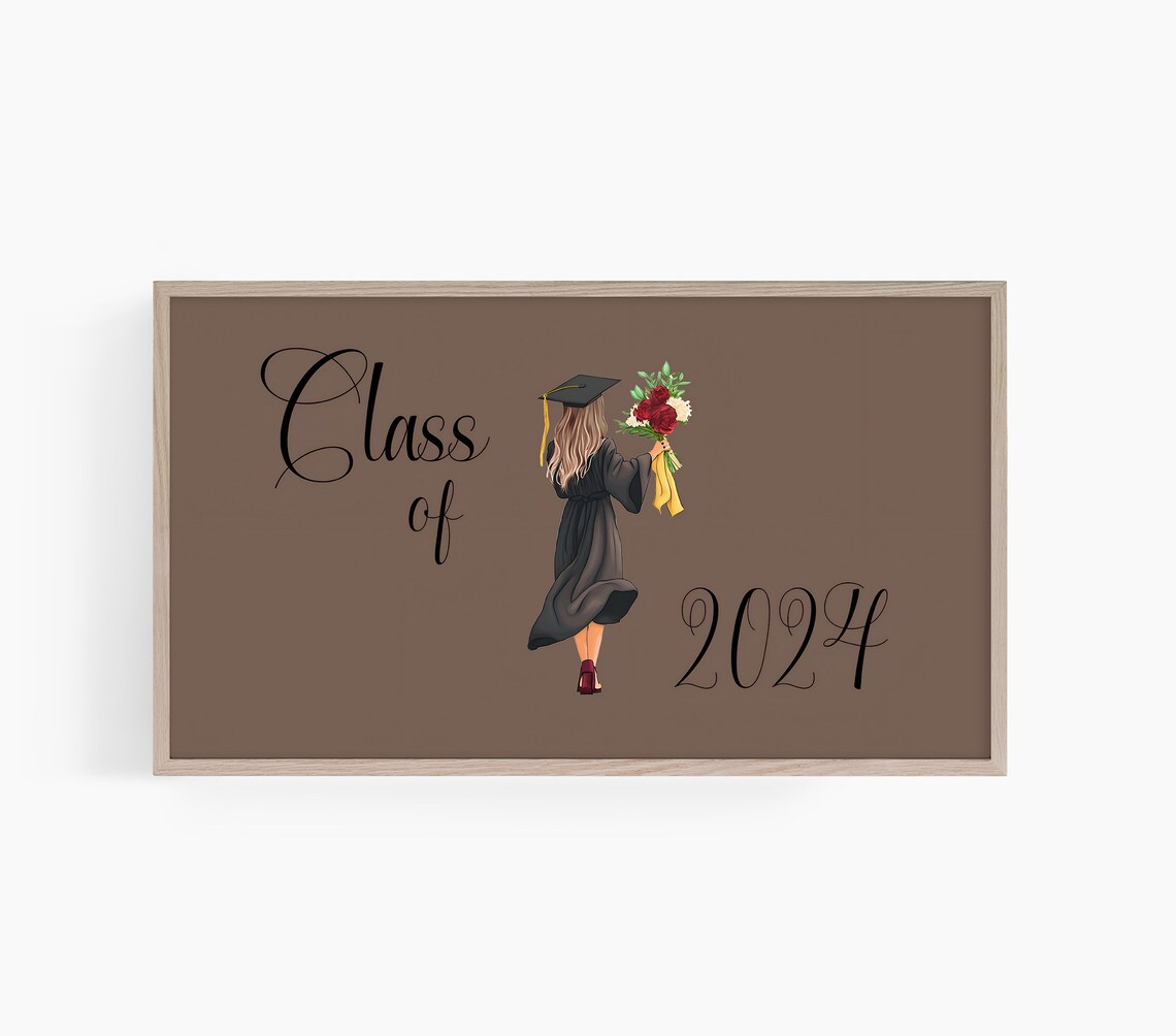 Graduation Party Tv Art Frame Tv Art Class Of 2024 Graduate Smart Tv Frame Art Graduation Frame Tv Art Class Of 2024 Tv Art T