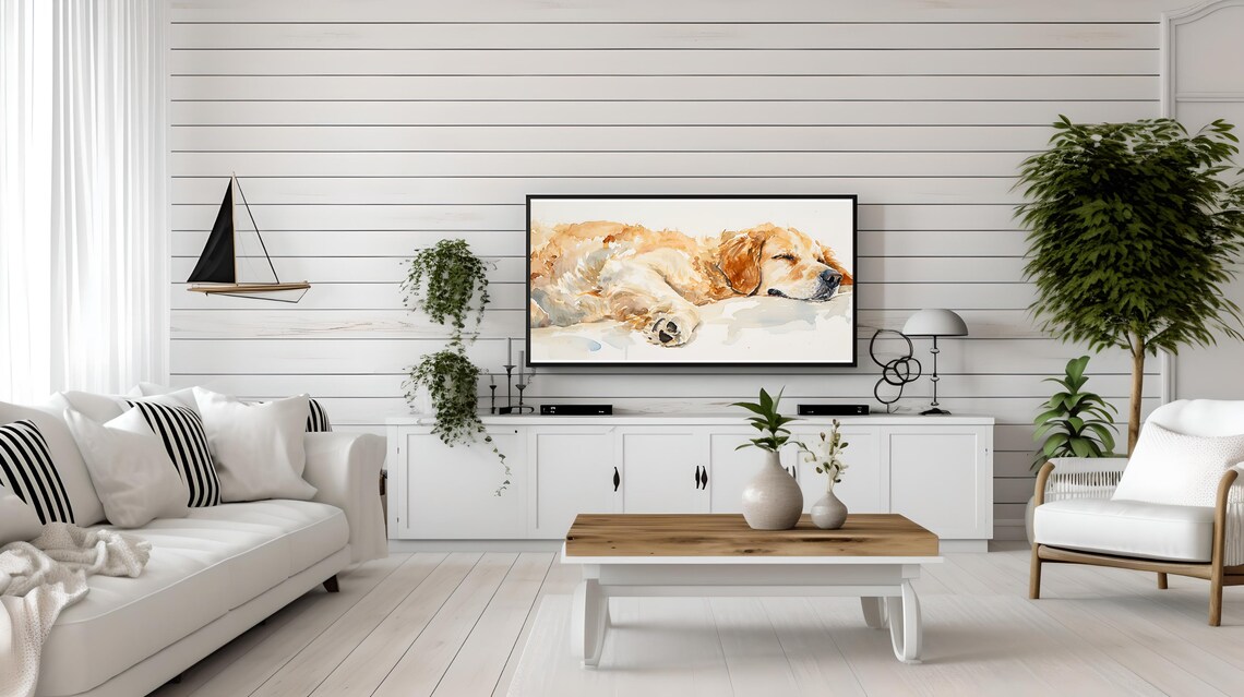 Sweet Sleeping Golden Retriever Watercolor Dog Portrait Poster - Image 2
