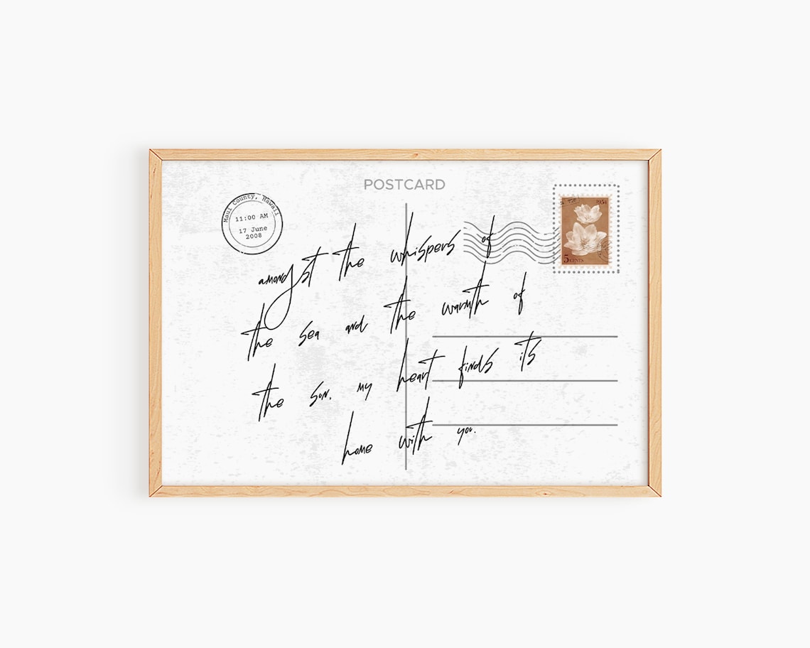 Vintage Love Postcard with a Handwritten Seaside Poem Poster