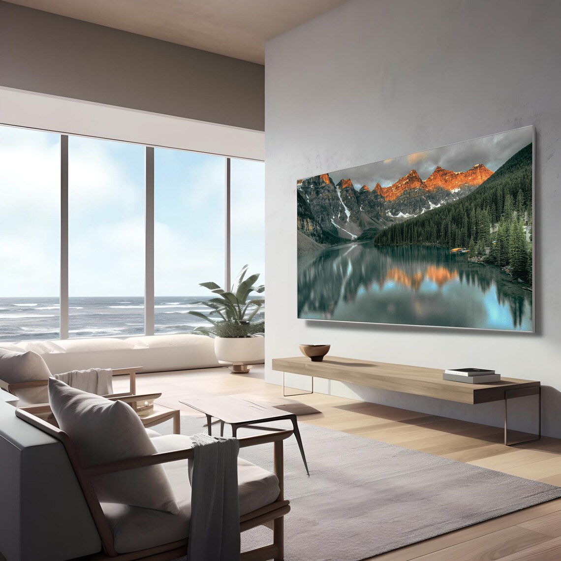 Alpine Lake Sunrise Mountain Peaks Mirror Reflection Nature Poster - Image 3