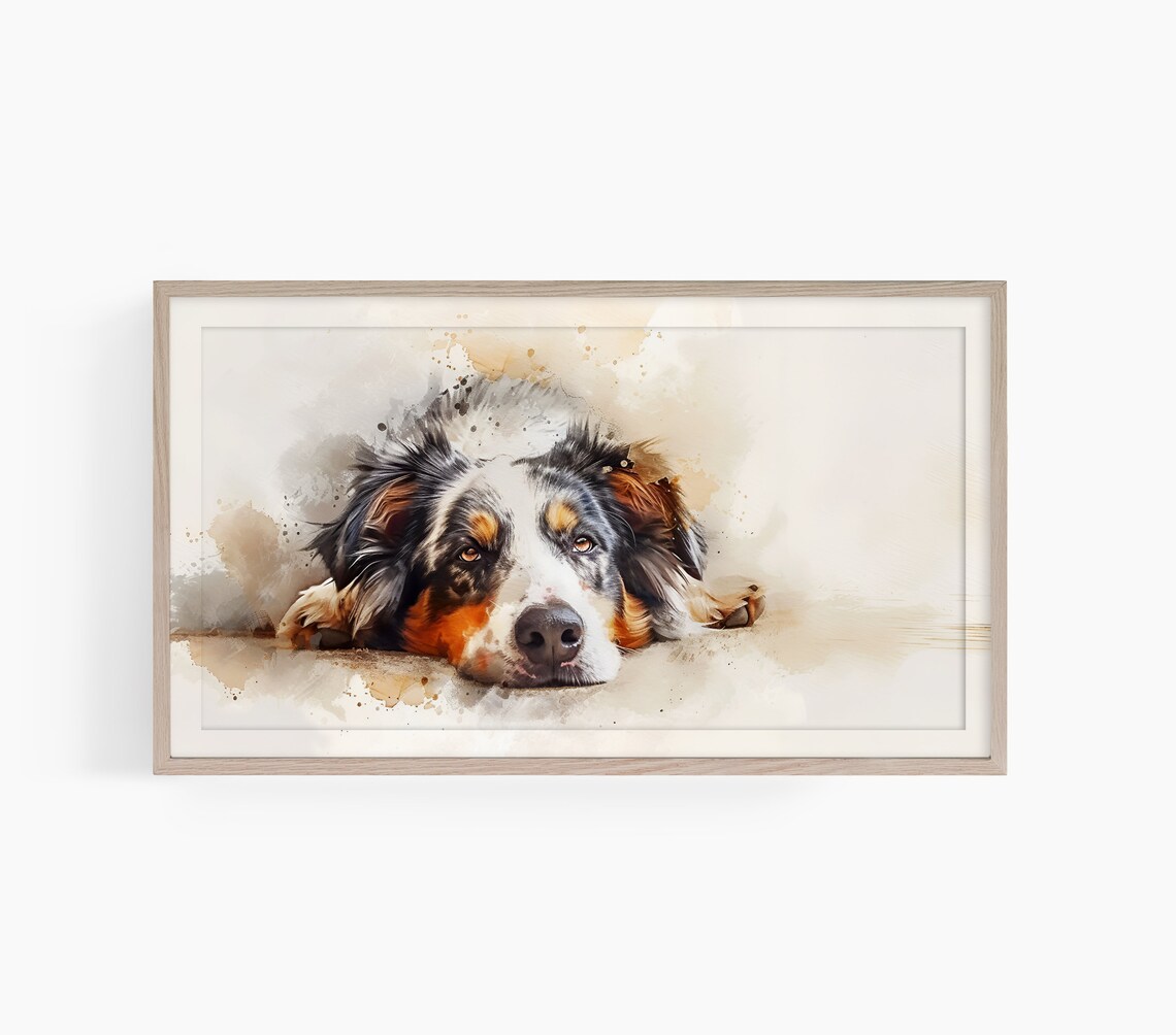 Australian Shepherd Watercolor Dog Art Print