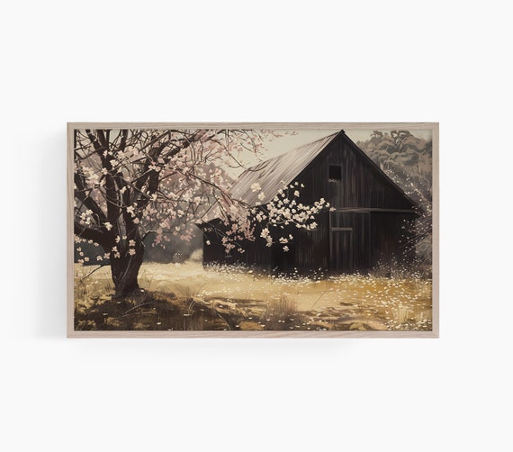 Spring Country Frame Tv Art Moody Barn Frame Tv Art Moody Country Frame Tv Art Spring Flowers Frame Tv Art Rustic Tv Art T561