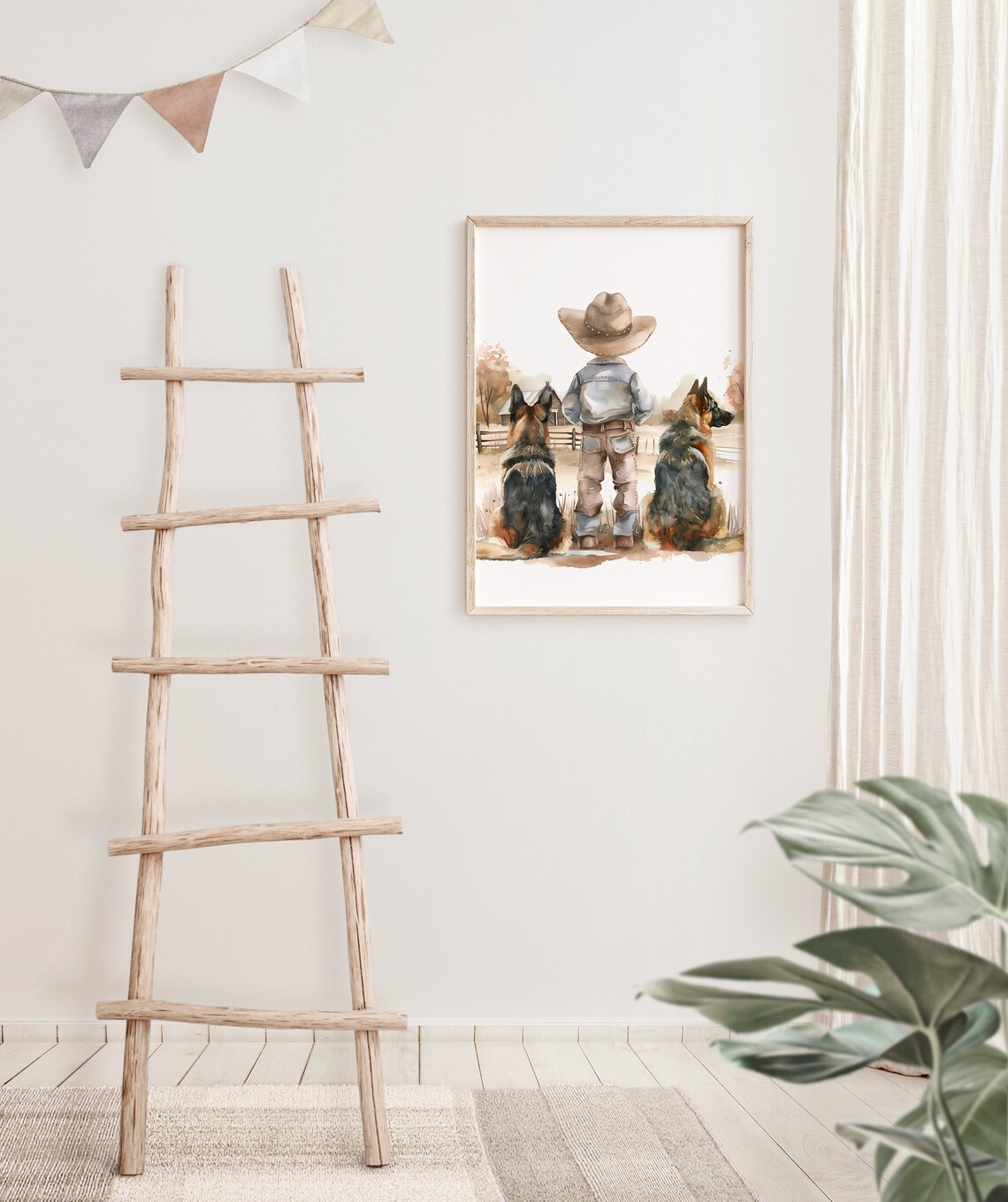 Cowboy Nursery Decor, Boy And His Dogs Art Print - Image 2