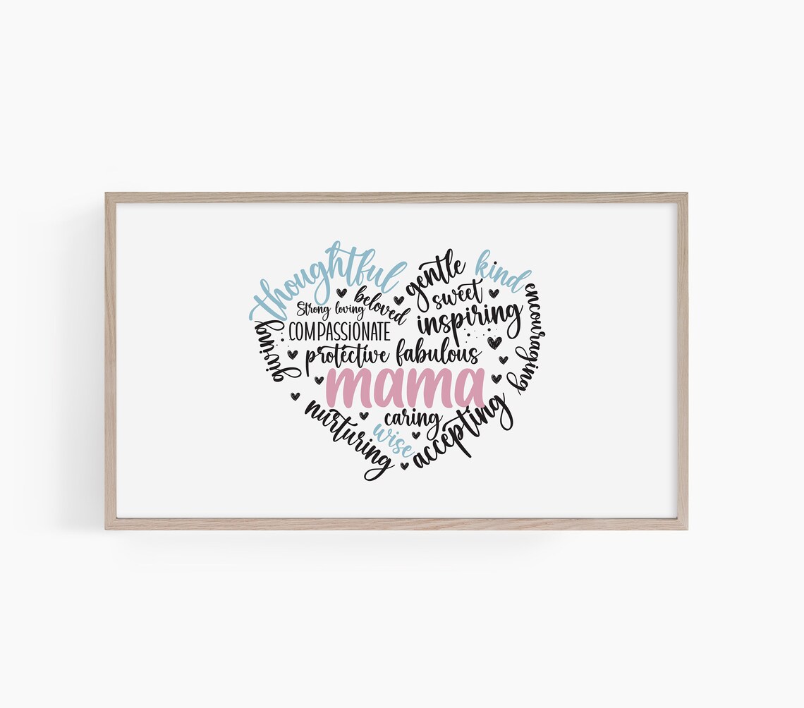 Mama Word Art Heart Shape Mothers Day Gift Typography Love Poster