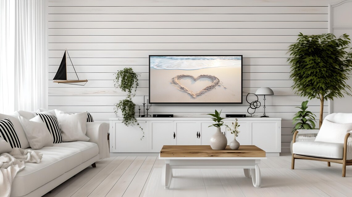 Heart Drawn In Beach Sand Ocean Waves Romantic Coastal Art Poster - Image 2