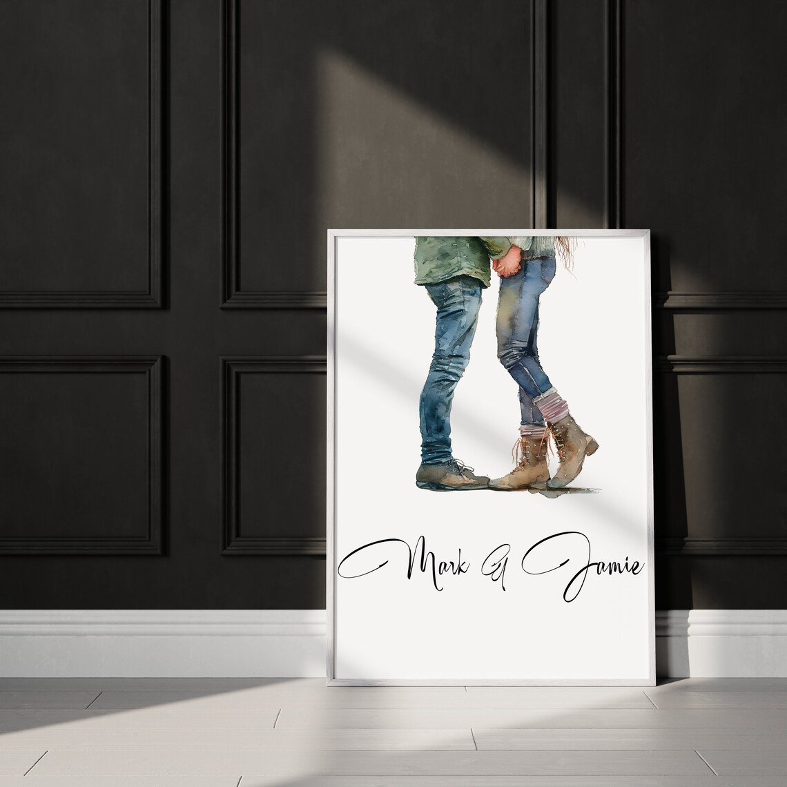 Mark And Jamie Custom Names Watercolor Romantic Couple Love Poster - Image 3
