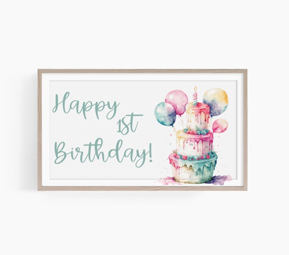 1st Birthday Frame Tv Art Frame Tv Art Birthday Party Frame Tv Art 1st Birthday Party Frame Tv Art Watercolor Birthday Frame Tv