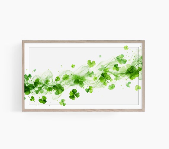 Lively Fresh Green Watercolor Clover Swirl Spring Art Poster