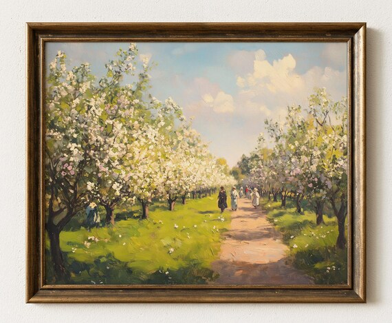 French Orchard In Spring Bloom Walking Path Art Timeless Poster