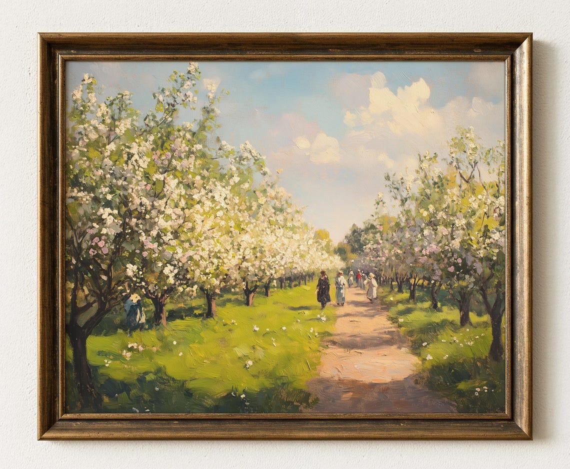 French Orchard In Spring Bloom Walking Path Art Timeless Poster