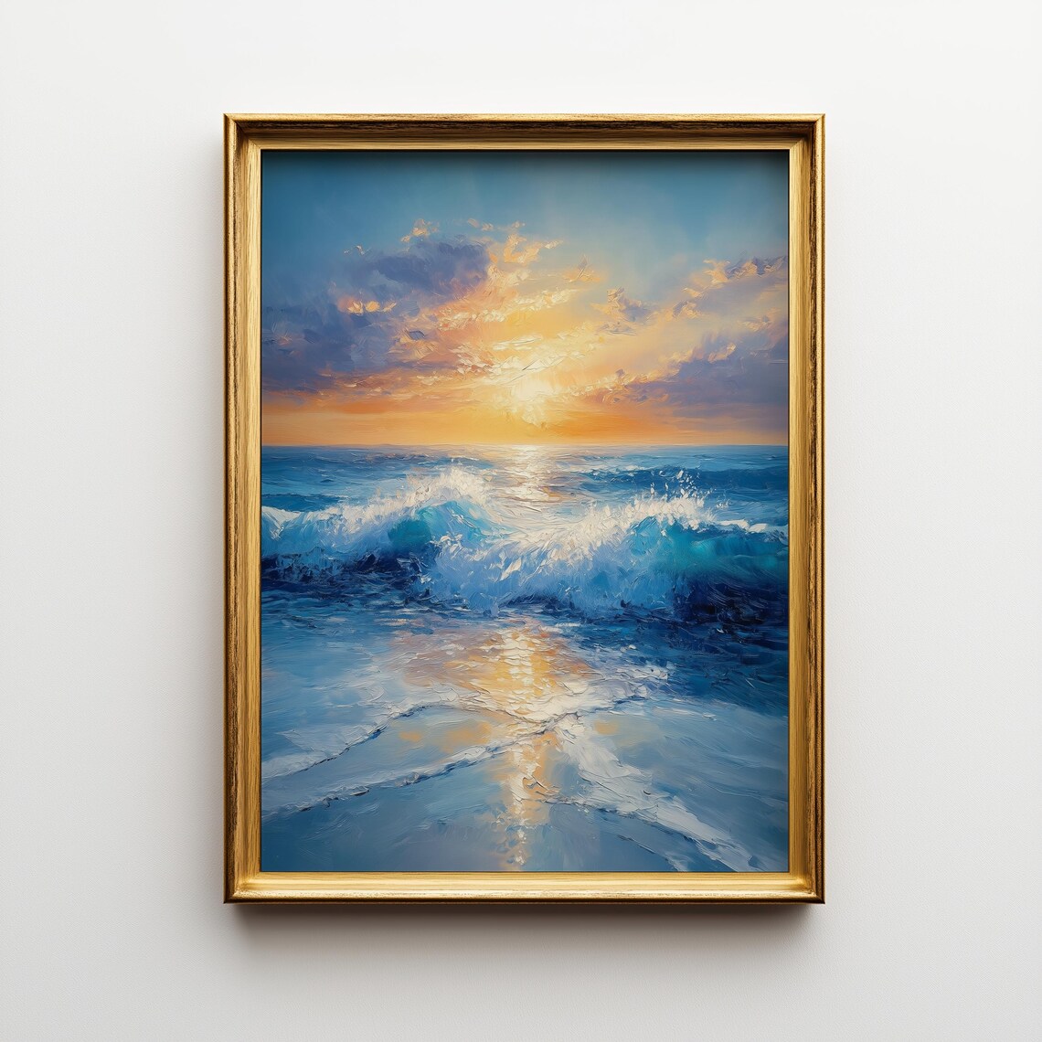 Ocean Sunrise Seascape, Coastal Golden Sky