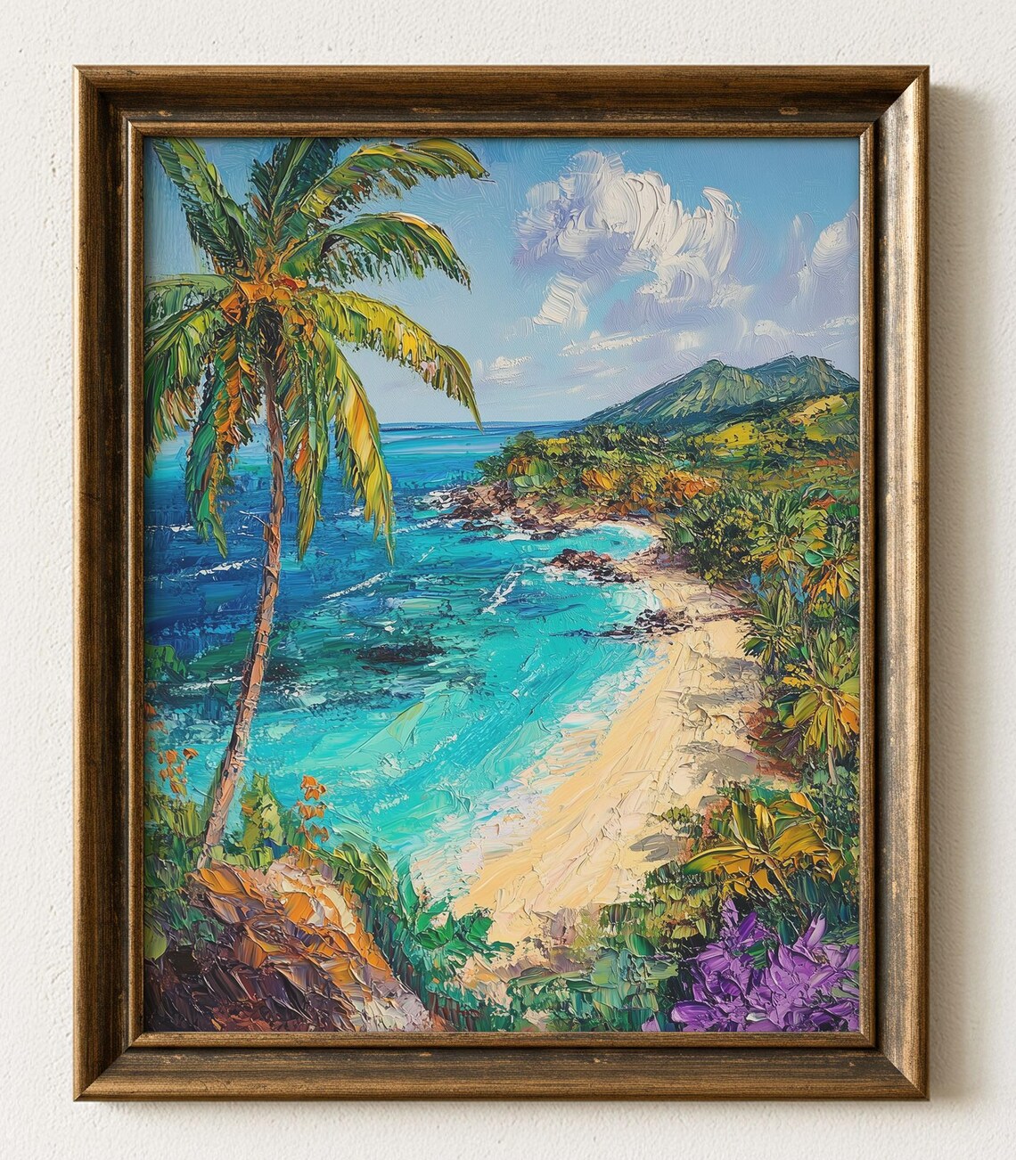 Tropical Beach, Turquoise Ocean Palm Tree Paradise