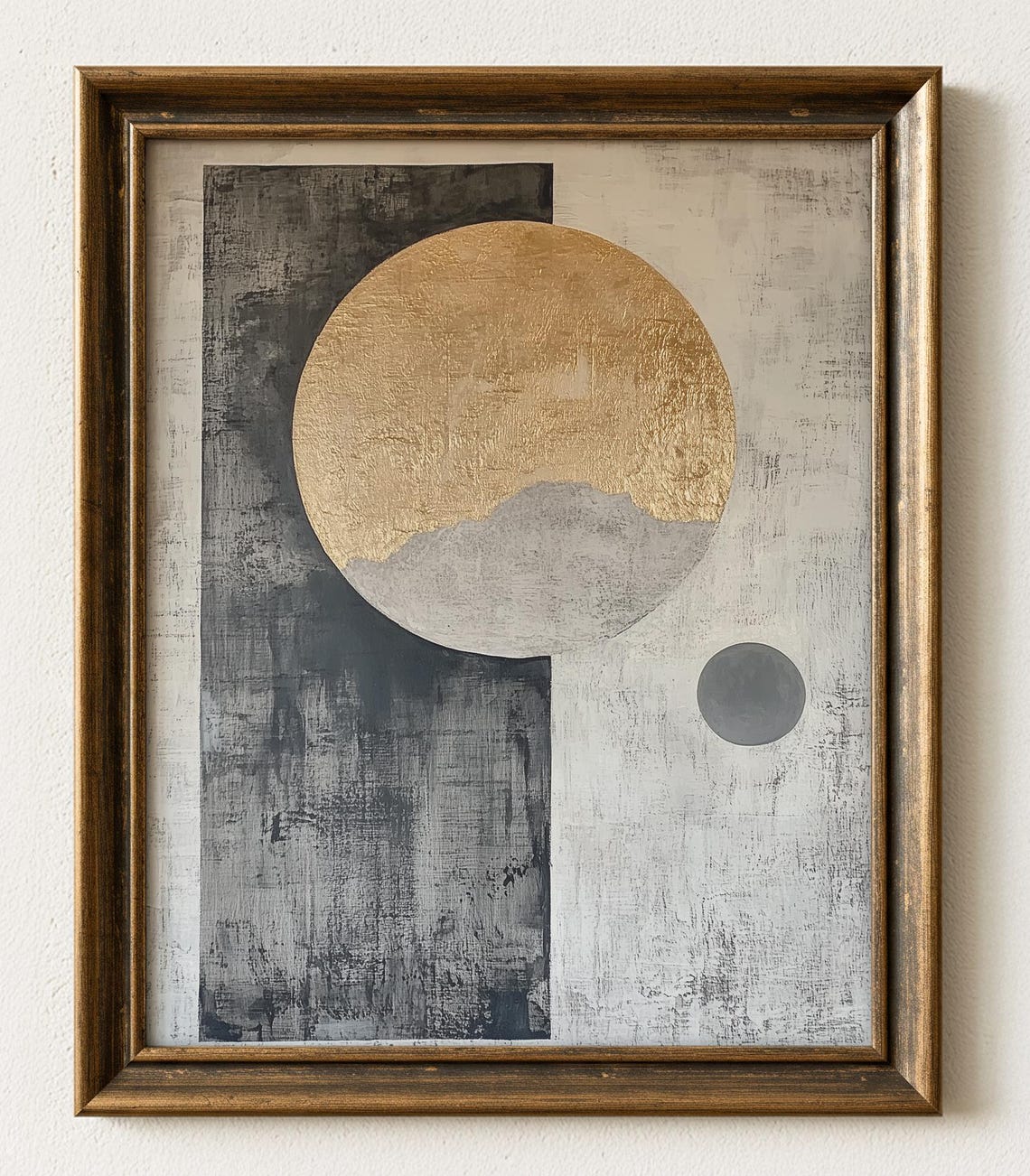 Gold Circle Abstract Minimalist Neutral Textured Modern Art Poster
