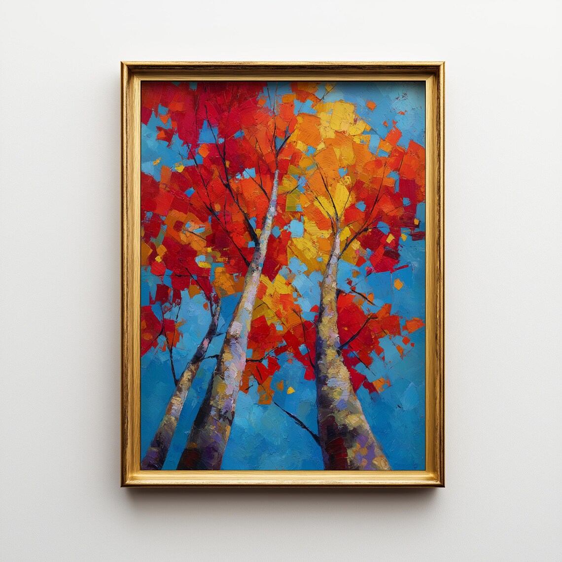Autumn Tree Canopy Poster, Colorful Forest Rustic Decor