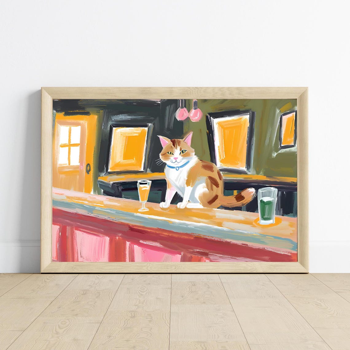 Funny Cat Painting, Cute Cat Themed Gift