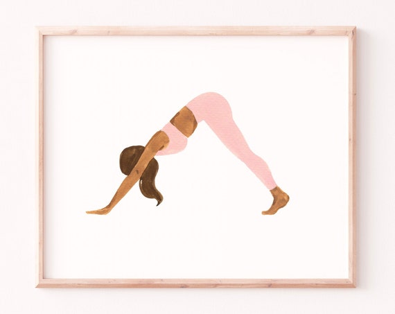 Yoga Art Print, Boho Minimalist Yogi Girl