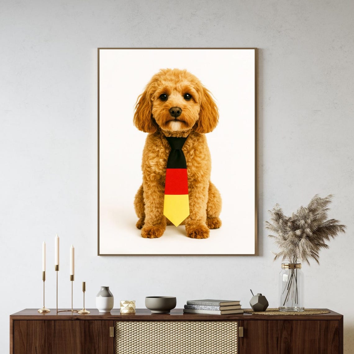 Cavapoo Germany Flag Tie Funny Dog Wall Art Patriotic Pet Lover Gift
