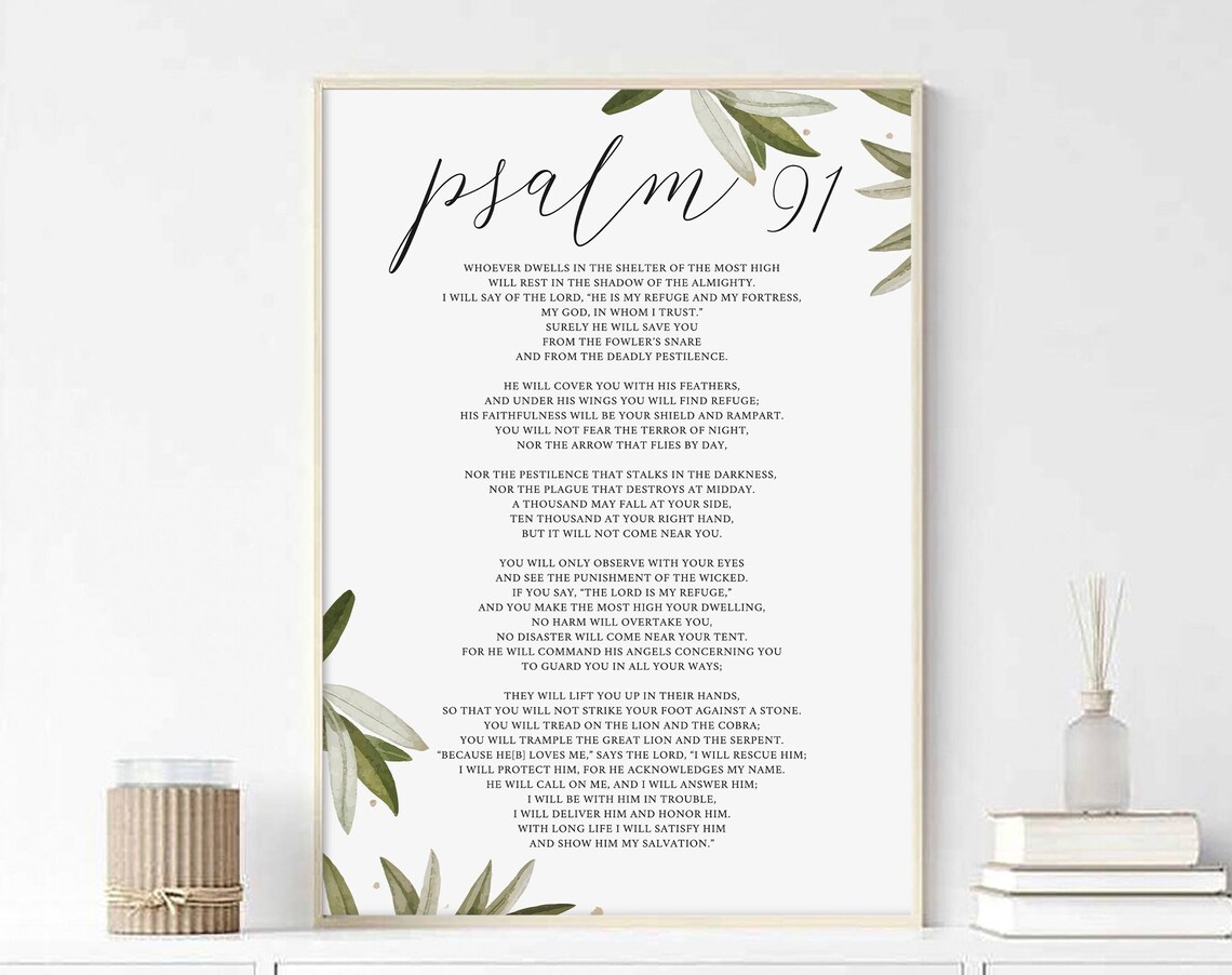 Psalm 91 Bible Verse Christian Home Decor Art Print